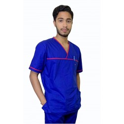 OT Uniform nursing dress medical scrub cross neck royal blue