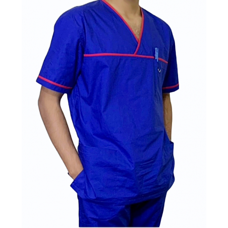 OT Uniform nursing dress medical scrub cross neck royal blue