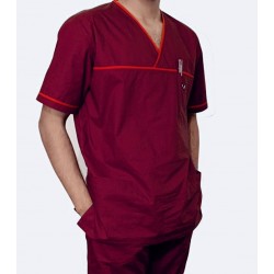 OT Uniform nursing dress medical scrub cross neck maroon