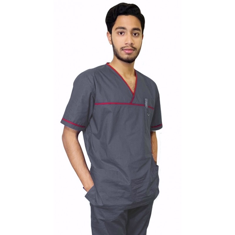 Vastramedwear’s Maroon Scrub Suit: Cotton Men's V Neck Scrub Suit. Uniform  for Doctors, Nurses and Dentists, Veterinary Doctors