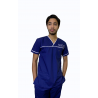 OT Uniform nursing dress medical scrub cross neck royal blue white piping
