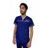 OT Uniform nursing dress medical scrub cross neck royal blue white piping