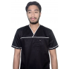 OT Uniform nursing dress medical scrub cross neck black white piping