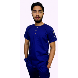 OT Uniform nursing dress medical scrub blue No collar